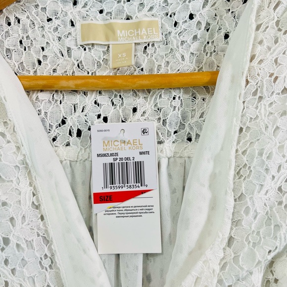 Michael Kors XS white crossover lace dress with ruffle hem & tie closure. NWT. - Picture 9 of 9
